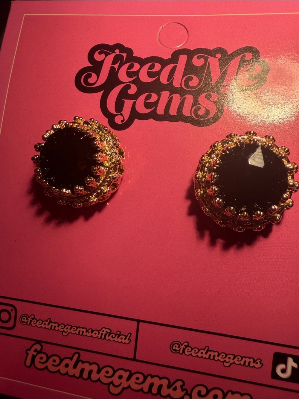 New Feed Me Gems Black Onyx Queen Studs - Picture 7 of 8